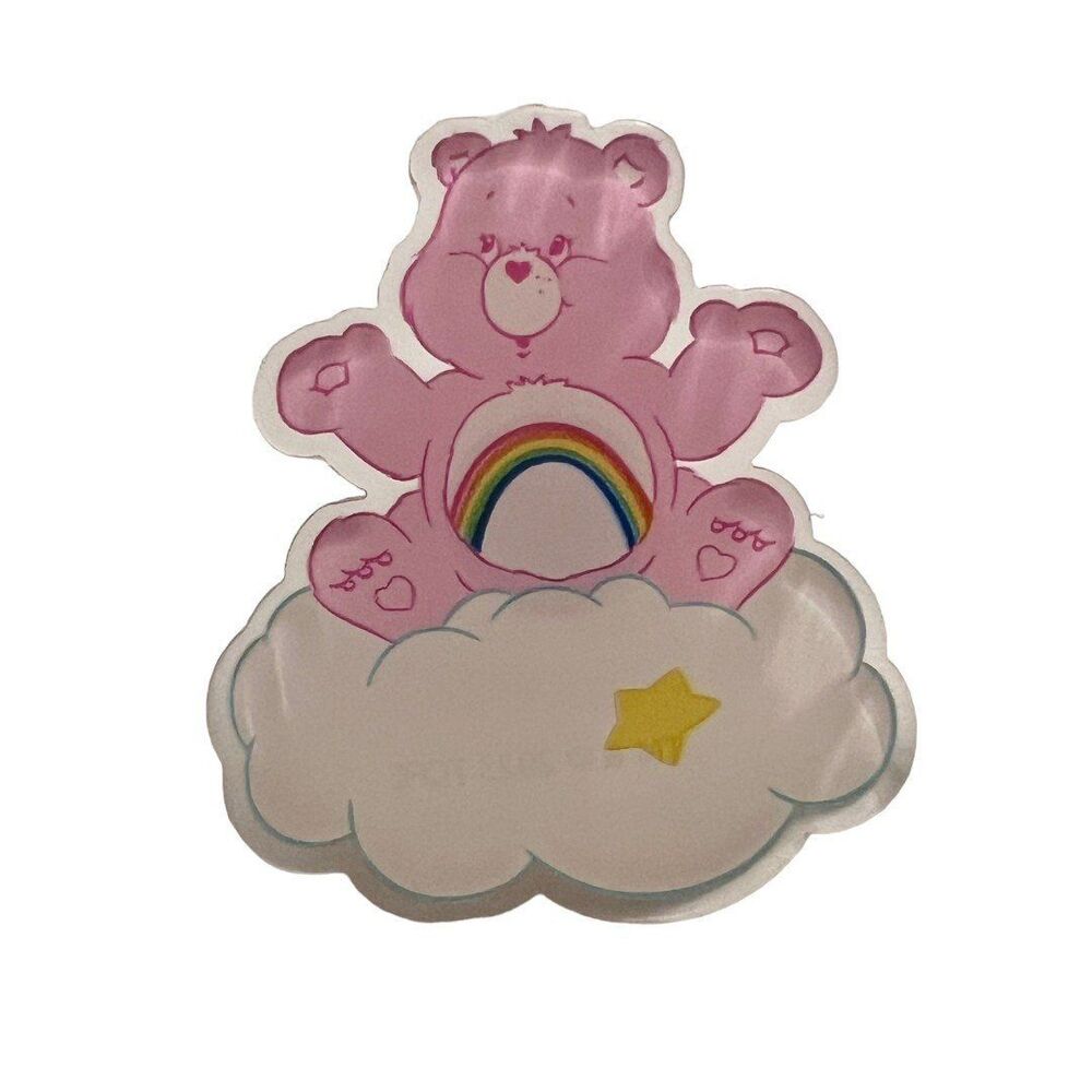 Pink Care Bears Rainbow Bear on Cloud Acrylic Pin